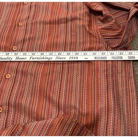 New Maus Hoffman Woven Sport Shirt Red Gold Blended Strip Long Sleeve XXL $325